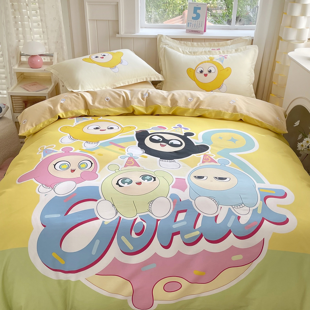 91家纺网 家纺一手货源 找家纺 浩诚 2025新款全棉纯棉大版卡通四件套 蛋仔派对