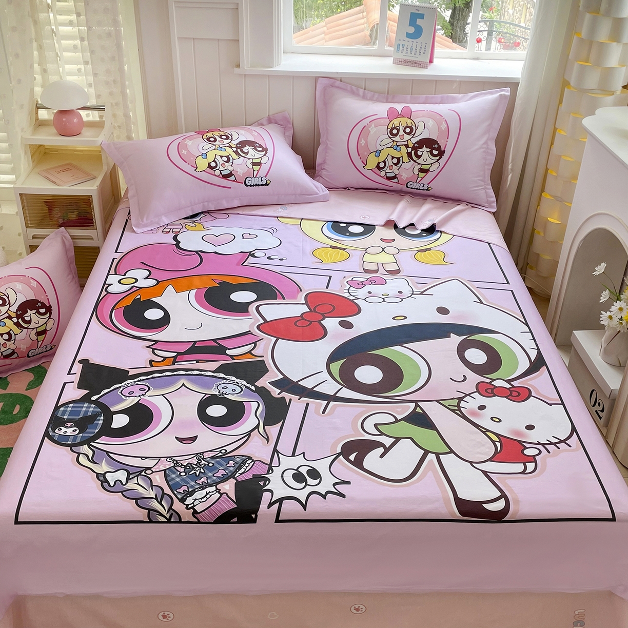 91家纺网 家纺一手货源 找家纺 浩诚 2025新款全棉纯棉大版卡通四件套 飞天女警