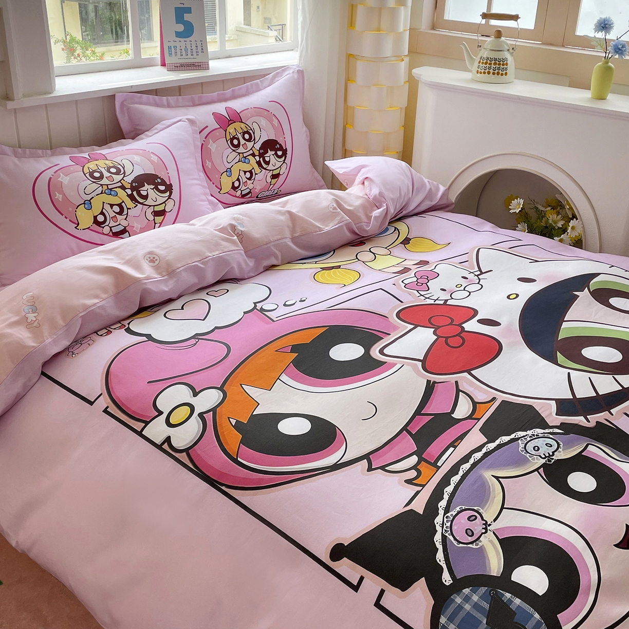 91家纺网 家纺一手货源 找家纺 浩诚 2025新款全棉纯棉大版卡通四件套 飞天女警