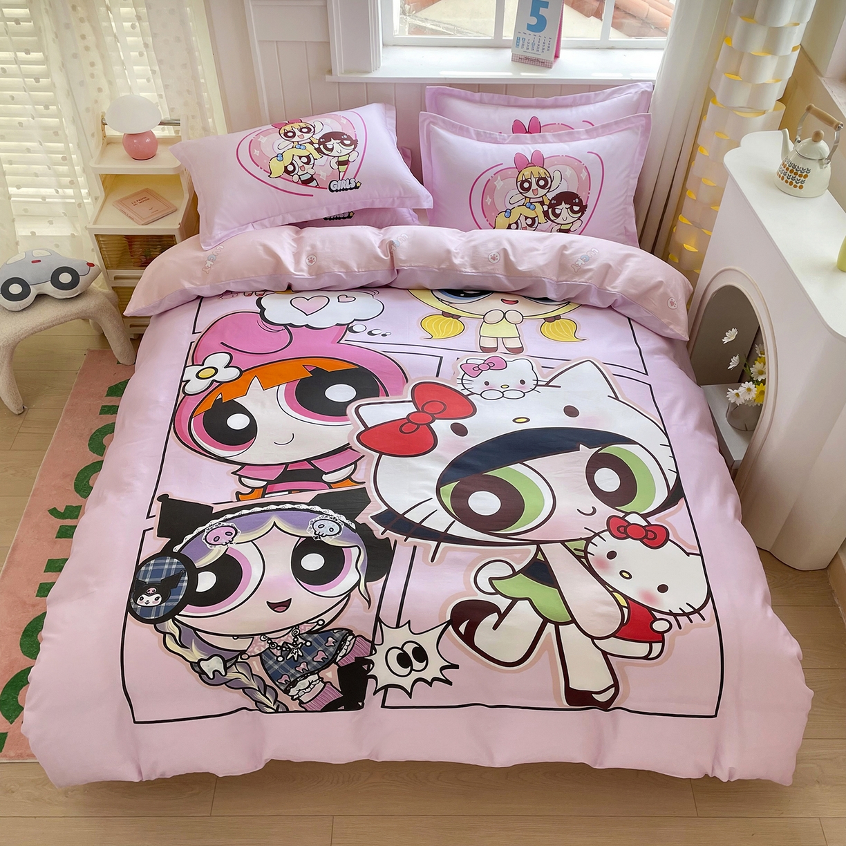 91家纺网 家纺一手货源 找家纺 浩诚 2025新款全棉纯棉大版卡通四件套 飞天女警