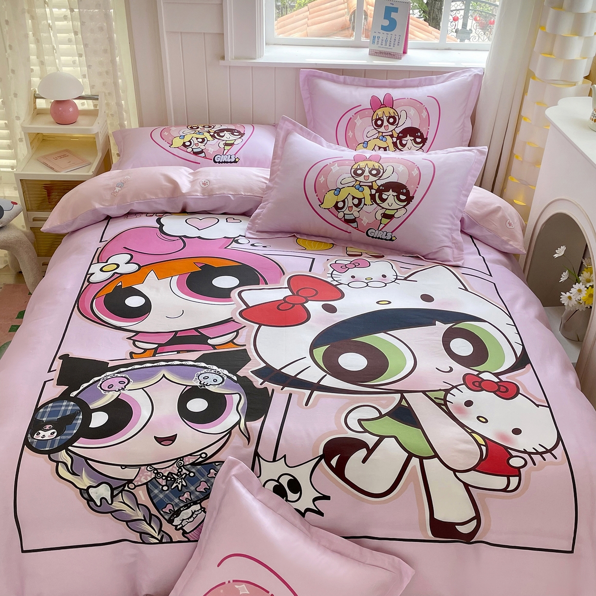 91家纺网 家纺一手货源 找家纺 浩诚 2025新款全棉纯棉大版卡通四件套 飞天女警