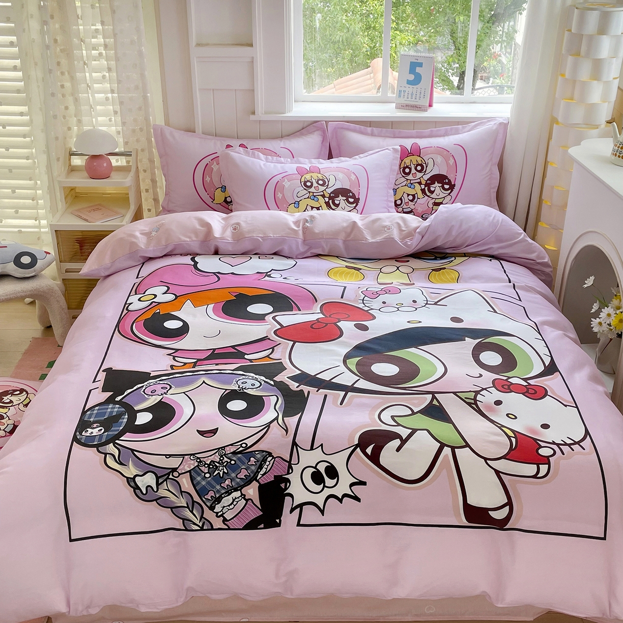 91家纺网 家纺一手货源 找家纺 浩诚 2025新款全棉纯棉大版卡通四件套 飞天女警