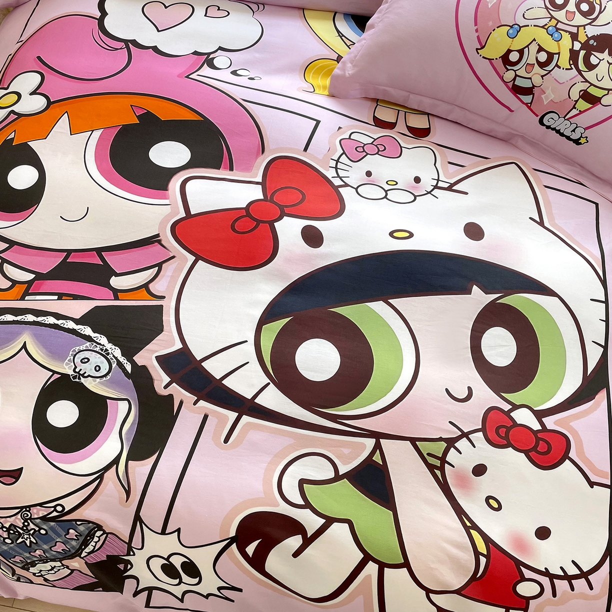 91家纺网 家纺一手货源 找家纺 浩诚 2025新款全棉纯棉大版卡通四件套 飞天女警