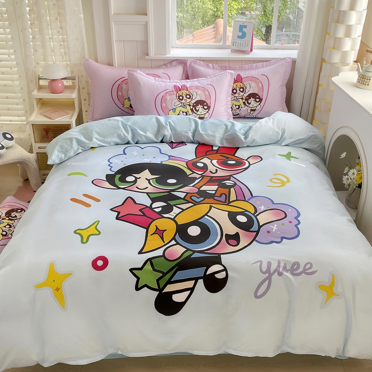 91家纺网 家纺一手货源 找家纺 浩诚 2025新款全棉纯棉大版卡通四件套 欢乐女侠