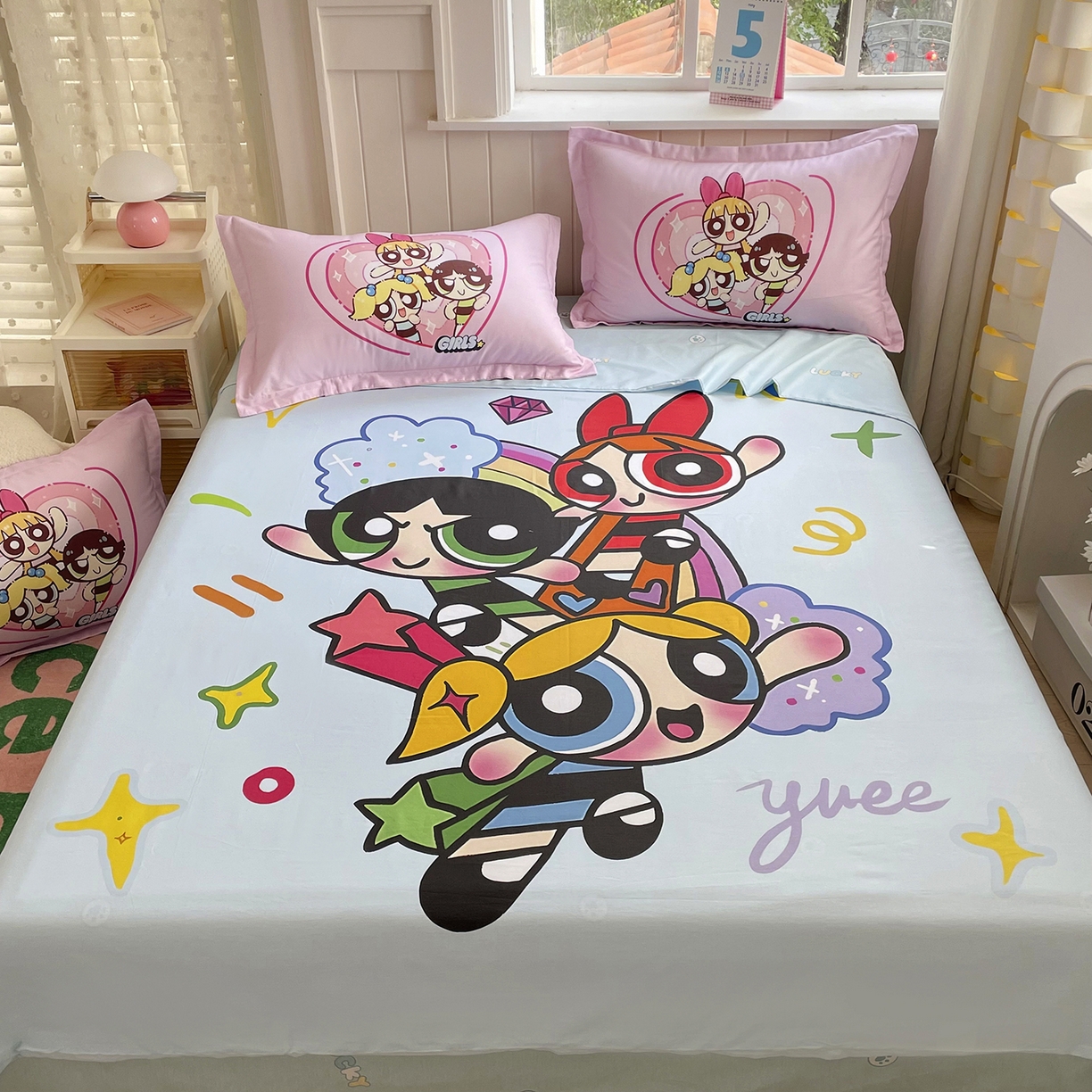 91家纺网 家纺一手货源 找家纺 浩诚 2025新款全棉纯棉大版卡通四件套 欢乐女侠