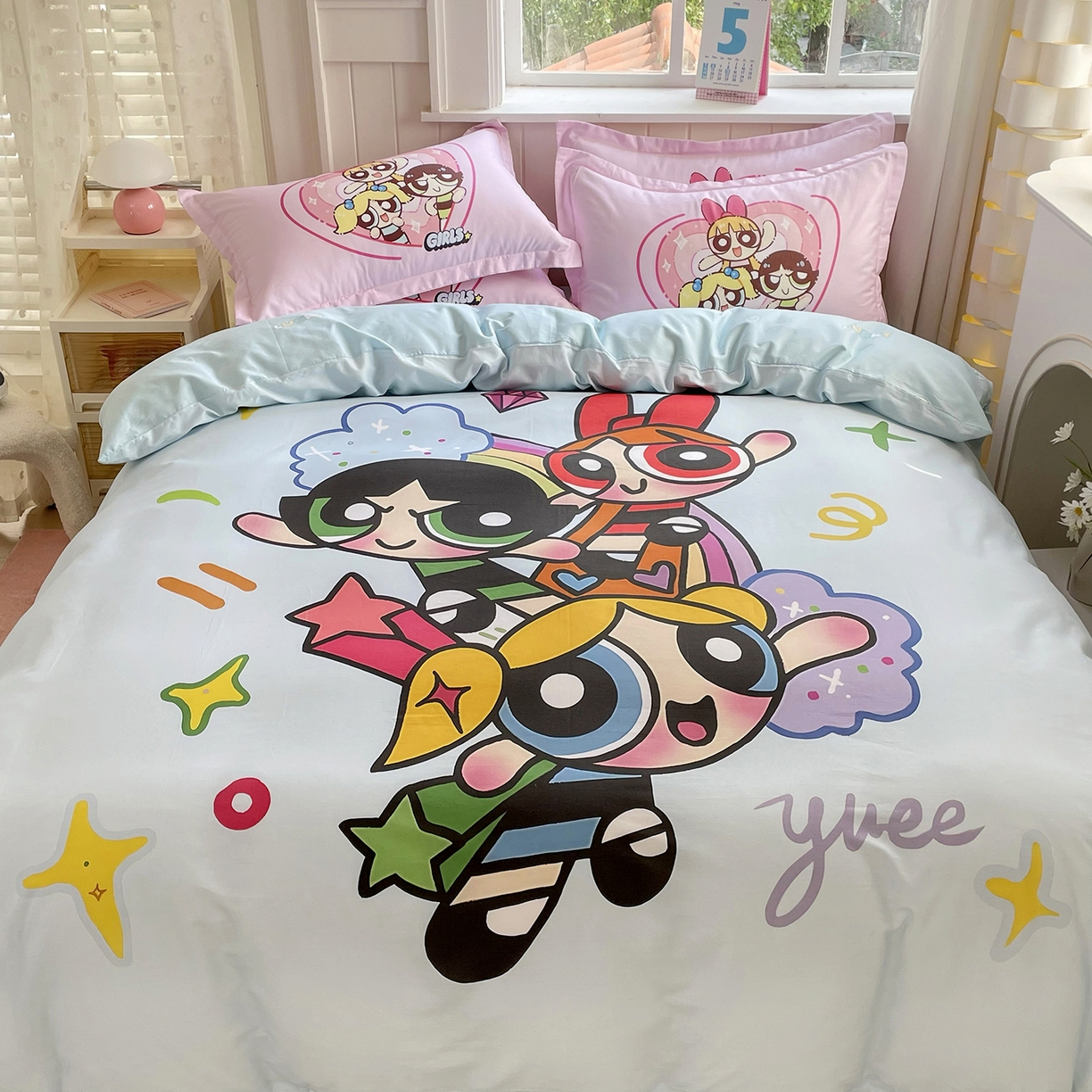 91家纺网 家纺一手货源 找家纺 浩诚 2025新款全棉纯棉大版卡通四件套 欢乐女侠