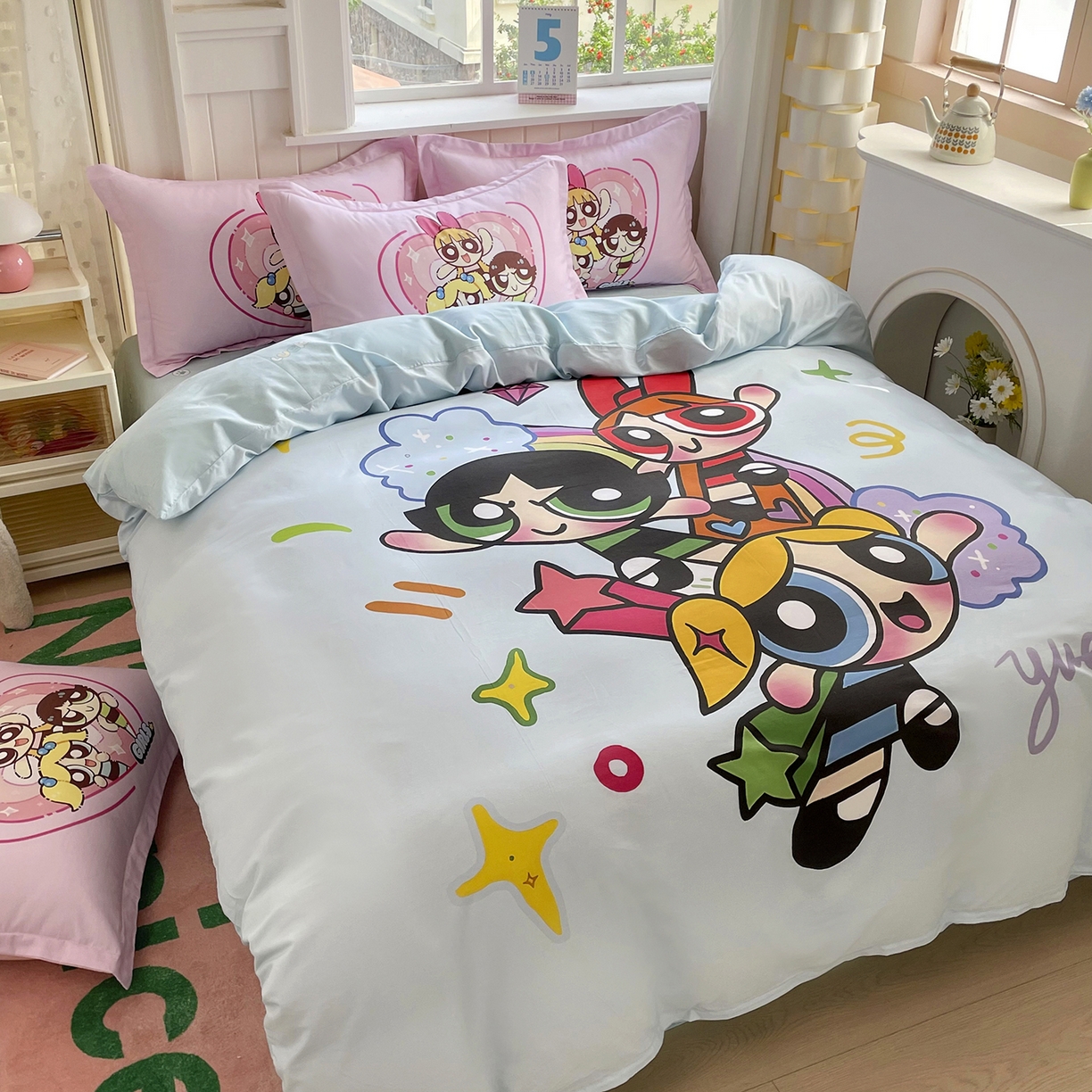 91家纺网 家纺一手货源 找家纺 浩诚 2025新款全棉纯棉大版卡通四件套 欢乐女侠