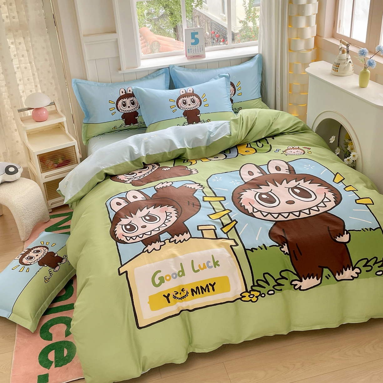 91家纺网 家纺一手货源 找家纺 浩诚 2025新款全棉纯棉大版卡通四件套 拉布拉布