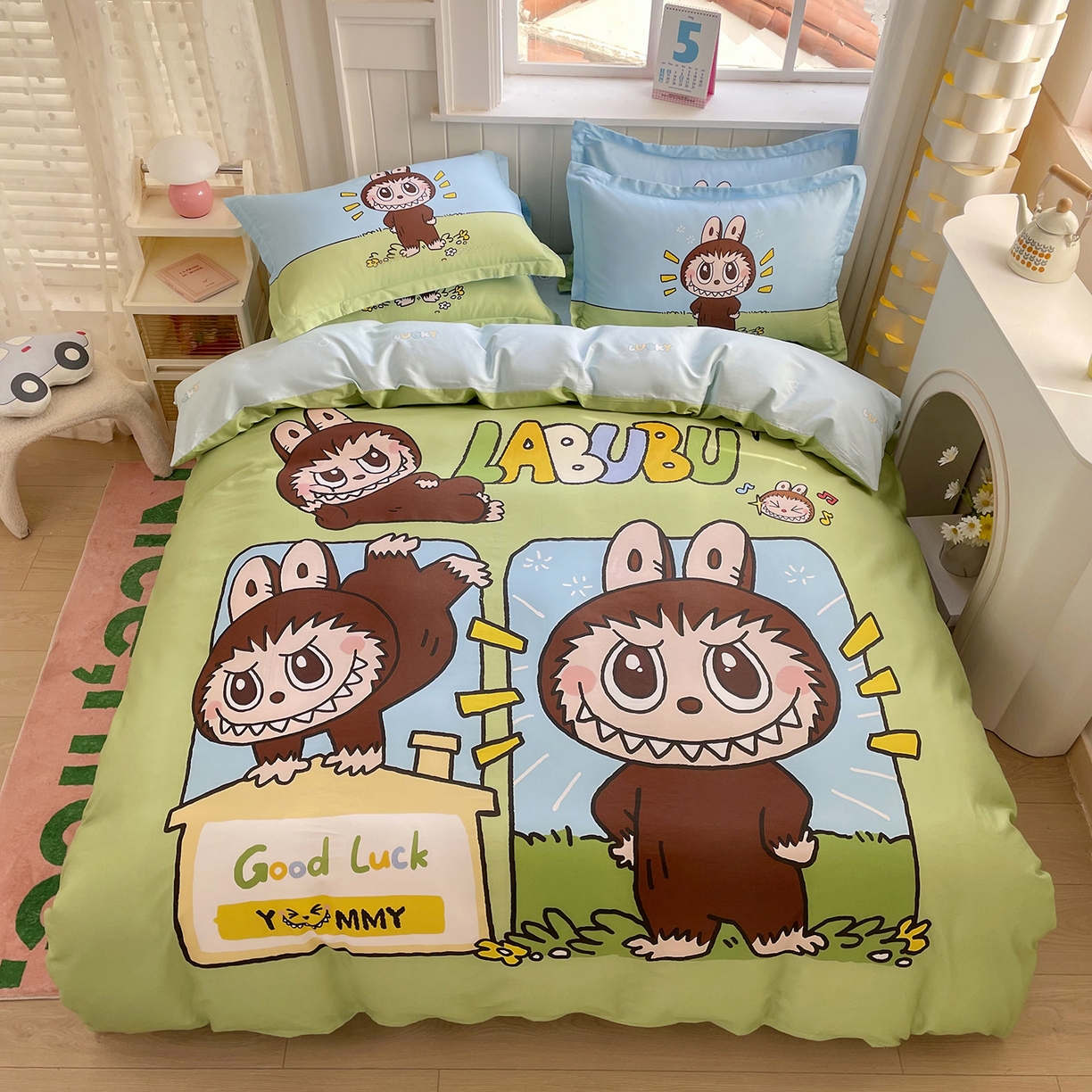 91家纺网 家纺一手货源 找家纺 浩诚 2025新款全棉纯棉大版卡通四件套 拉布拉布