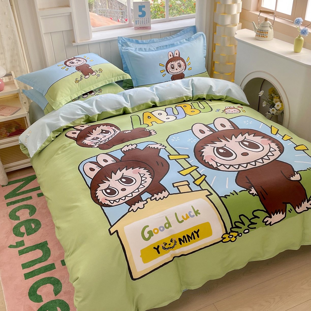 91家纺网 家纺一手货源 找家纺 浩诚 2025新款全棉纯棉大版卡通四件套 拉布拉布