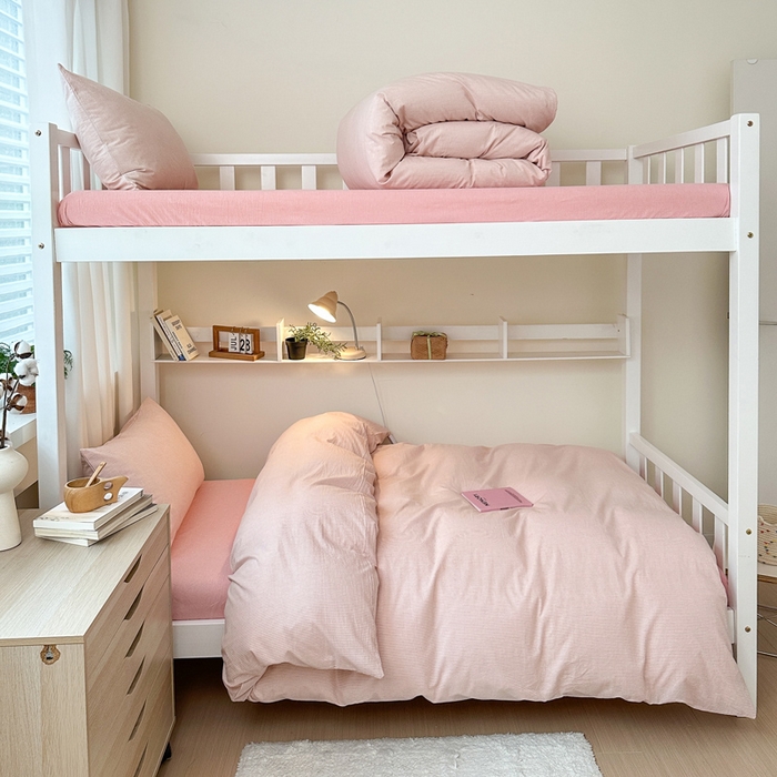 91家纺网 家纺一手货源 找家纺 （总）玖弘家居 2025新款全棉纯棉色织水洗棉学生宿舍三件套四件套上下铺三件套学生床套床垫套保护套