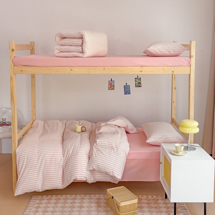 91家纺网 家纺一手货源 找家纺 （总）玖弘家居 2025新款全棉纯棉色织水洗棉学生宿舍三件套四件套上下铺三件套学生床套床垫套保护套