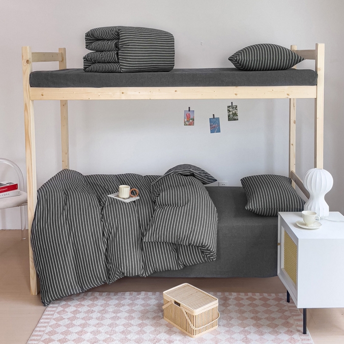 91家纺网 家纺一手货源 找家纺 （总）玖弘家居 2025新款全棉纯棉色织水洗棉学生宿舍三件套四件套上下铺三件套学生床套床垫套保护套