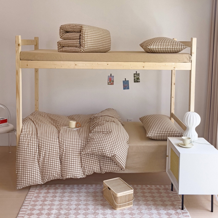 91家纺网 家纺一手货源 找家纺 （总）玖弘家居 2025新款全棉纯棉色织水洗棉学生宿舍三件套四件套上下铺三件套学生床套床垫套保护套