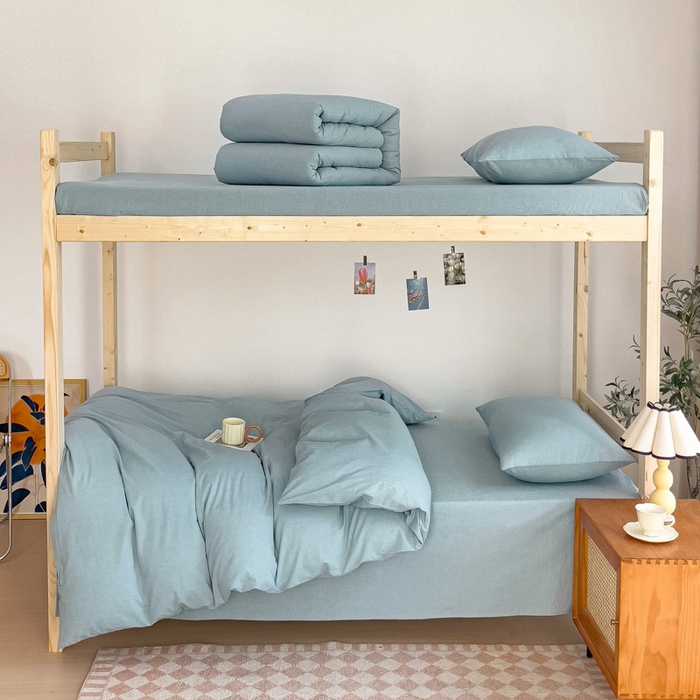 91家纺网 家纺一手货源 找家纺 （总）玖弘家居 2025新款全棉纯棉色织水洗棉学生宿舍三件套四件套上下铺三件套学生床套床垫套保护套