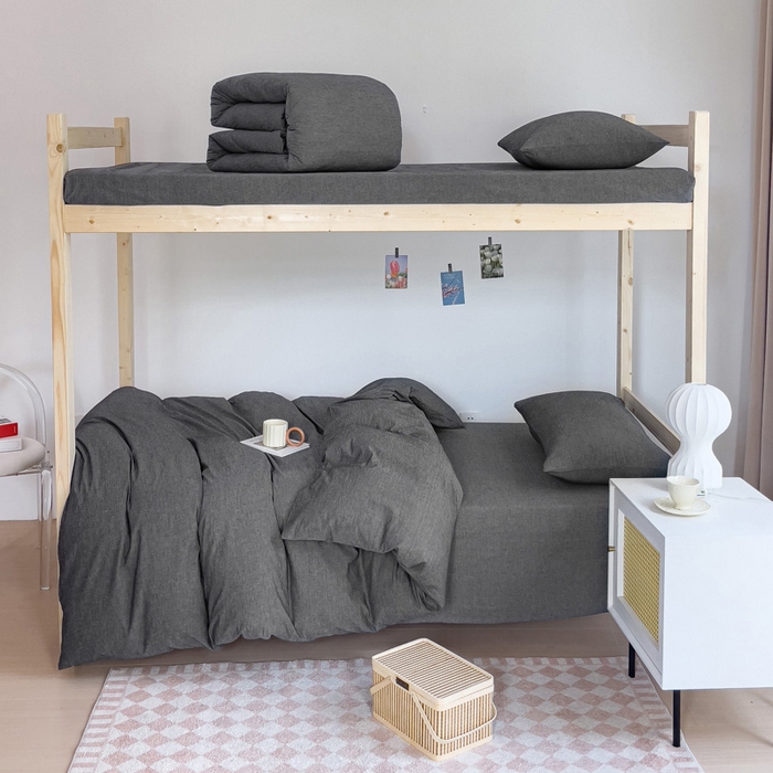 91家纺网 家纺一手货源 找家纺 （总）玖弘家居 2025新款全棉纯棉色织水洗棉学生宿舍三件套四件套上下铺三件套学生床套床垫套保护套