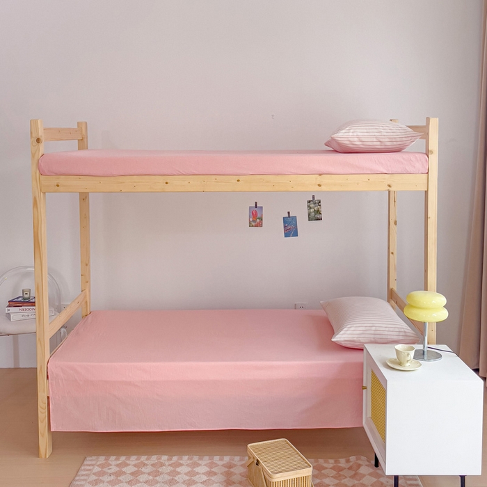 91家纺网 家纺一手货源 找家纺 玖弘家居 2025新款全棉纯棉色织水洗棉学生宿舍三件套四件套上下铺三件套 果粉条