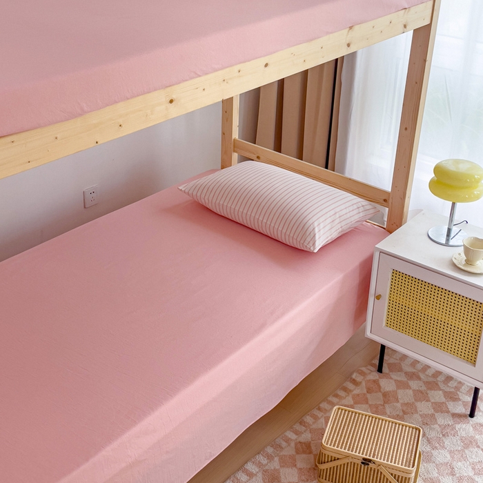 91家纺网 家纺一手货源 找家纺 玖弘家居 2025新款全棉纯棉色织水洗棉学生宿舍三件套四件套上下铺三件套 果粉条