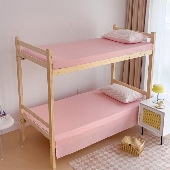 91家纺网 家纺一手货源 找家纺 玖弘家居 2025新款全棉纯棉色织水洗棉学生宿舍三件套四件套上下铺三件套 果粉条