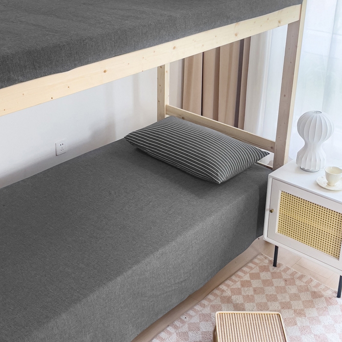 91家纺网 家纺一手货源 找家纺 玖弘家居 2025新款全棉纯棉色织水洗棉学生宿舍三件套四件套上下铺三件套 灰细条