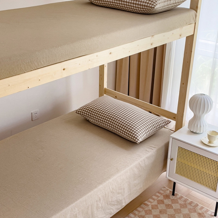 91家纺网 家纺一手货源 找家纺 玖弘家居 2025新款全棉纯棉色织水洗棉学生宿舍三件套四件套上下铺三件套 米小格