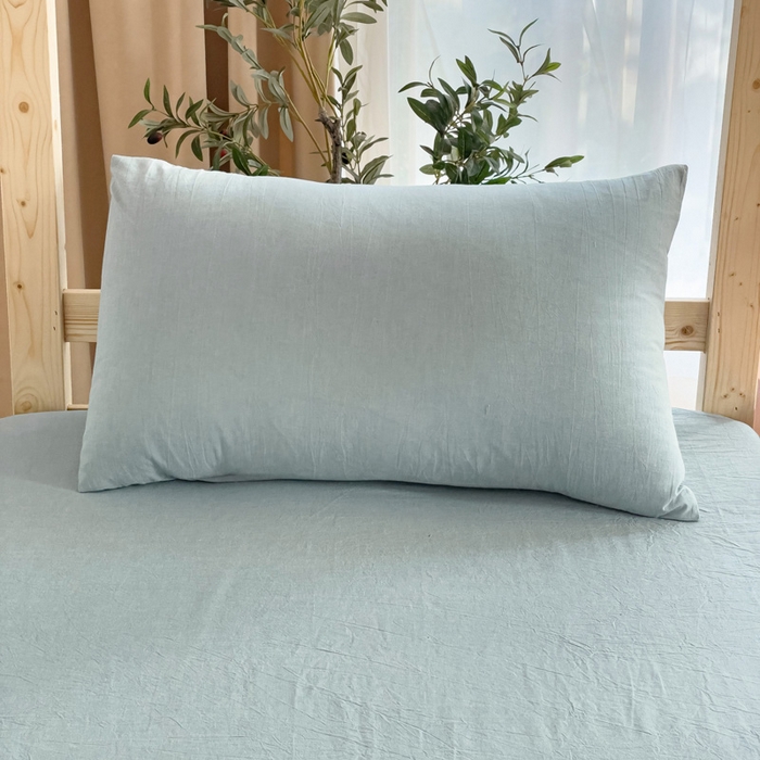 91家纺网 家纺一手货源 找家纺 玖弘家居 2025新款全棉纯棉色织水洗棉学生宿舍三件套四件套上下铺三件套 浅蓝