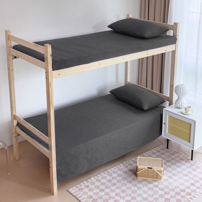 91家纺网 家纺一手货源 找家纺 玖弘家居 2025新款全棉纯棉色织水洗棉学生宿舍三件套四件套上下铺三件套 深灰