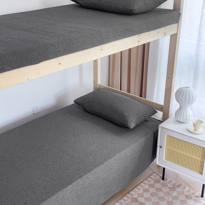 91家纺网 家纺一手货源 找家纺 玖弘家居 2025新款全棉纯棉色织水洗棉学生宿舍三件套四件套上下铺三件套 深灰