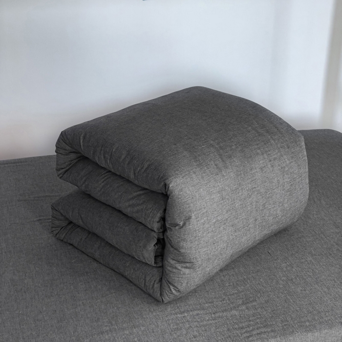 91家纺网 家纺一手货源 找家纺 玖弘家居 2025新款全棉纯棉色织水洗棉学生宿舍三件套四件套上下铺三件套 深灰