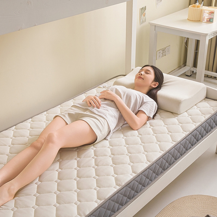 91家纺网 家纺一手货源 找家纺 亿丁点床垫 2025春夏新款牛奶丝记忆棉格子床垫 牛奶丝记忆海绵大小格子 白