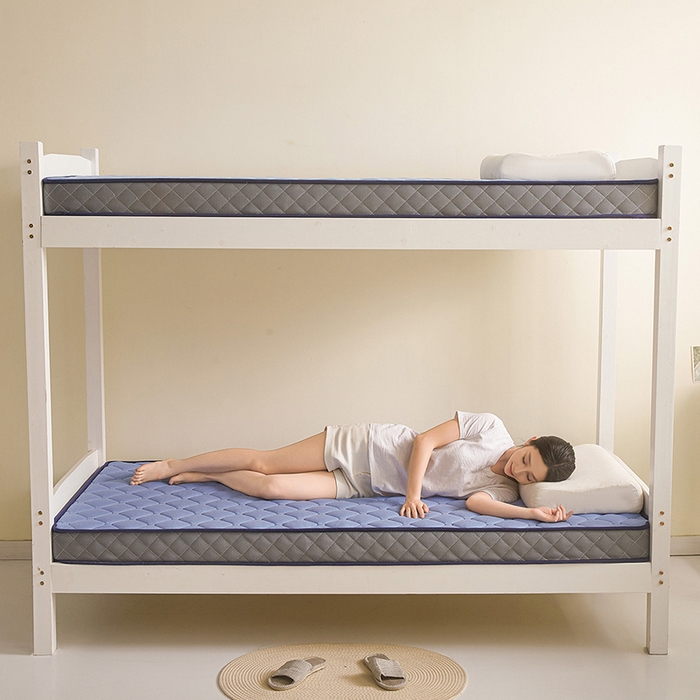 91家纺网 家纺一手货源 找家纺 亿丁点床垫 2025春夏新款牛奶丝记忆棉格子床垫 牛奶丝记忆海绵大小格子 蓝