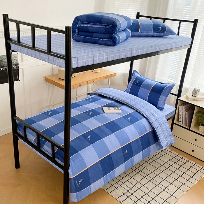 91家纺网 家纺一手货源 找家纺 锦润 2025新款印花12868全棉学生宿舍三件套纯棉六件套达芬奇-蓝