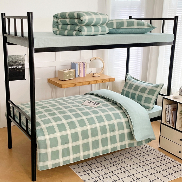 锦润 2025新款印花12868全棉学生宿舍三件套纯棉六件套格纹