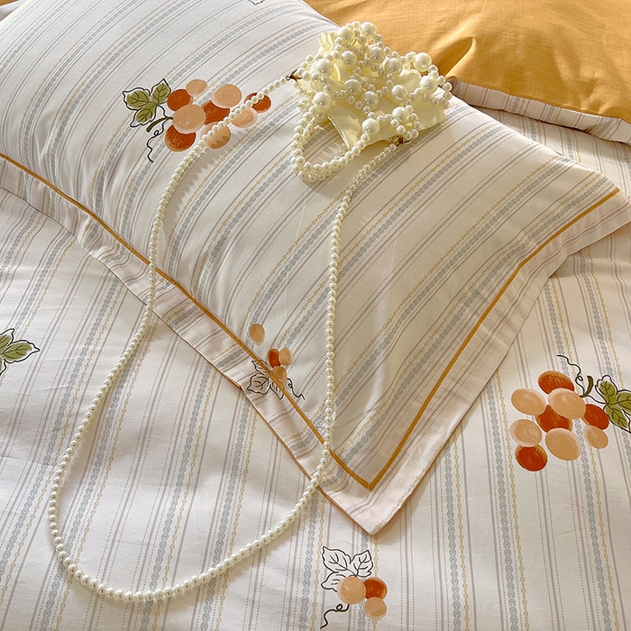 91家纺网 家纺一手货源 找家纺 悦织湾家纺 2025春夏新款100%全棉纯棉13372轻奢印花四件套 伴夏-桔