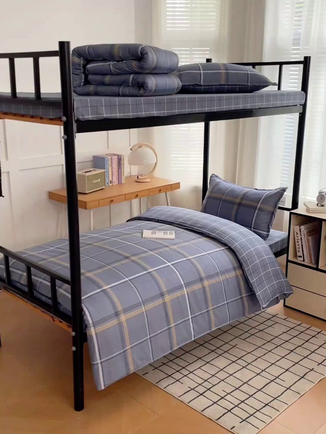 91家纺网 家纺一手货源 找家纺 锦润 2025新款印花12868全棉学生宿舍三件套纯棉六件套青涩时光