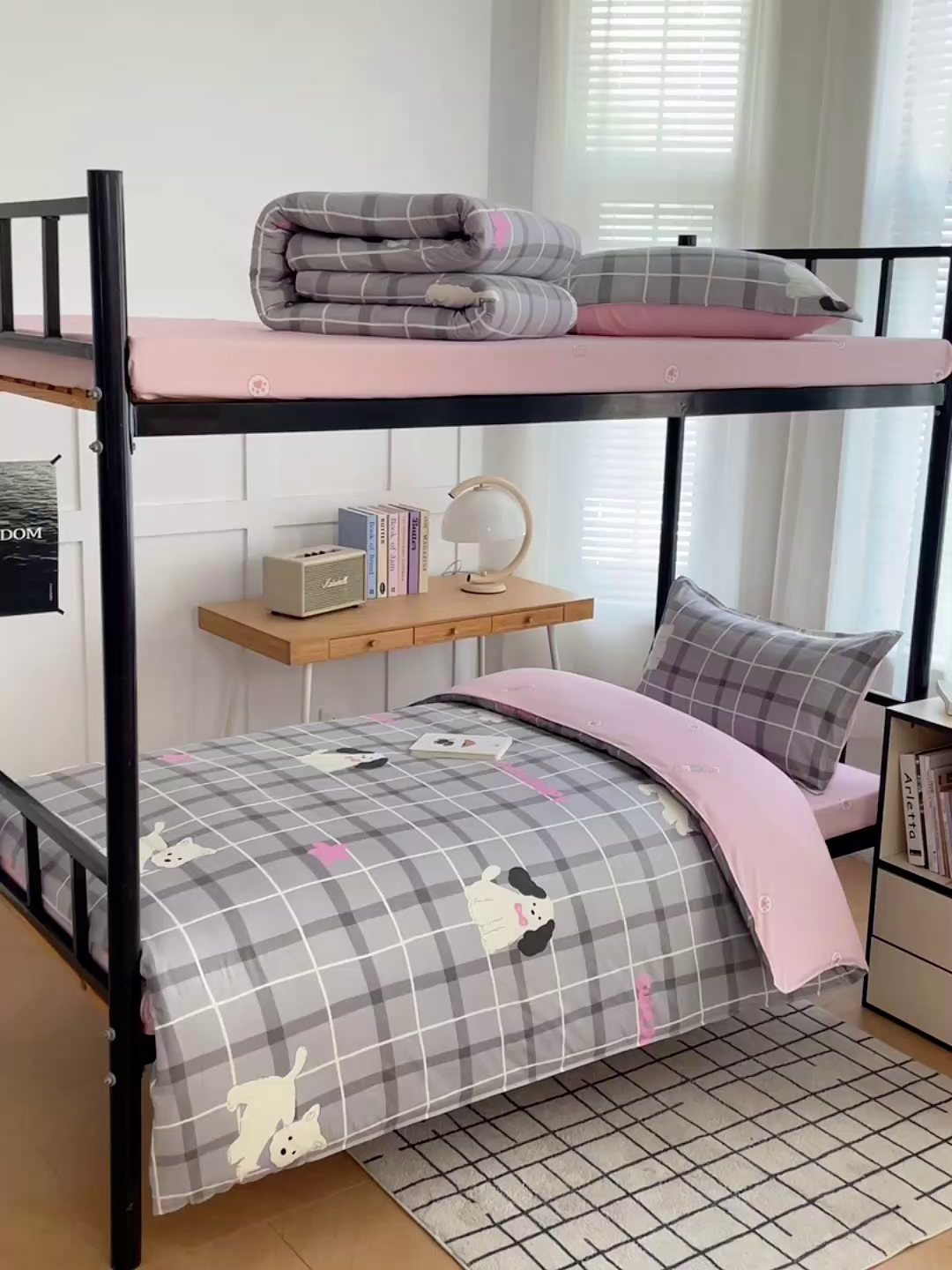 91家纺网 家纺一手货源 找家纺 锦润 2025新款印花12868全棉学生宿舍三件套纯棉六件套涂鸦