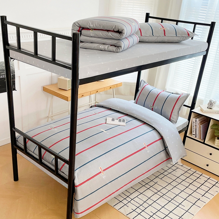 91家纺网 家纺一手货源 找家纺 锦润 2025新款印花12868全棉学生宿舍三件套纯棉六件套夏洛-灰