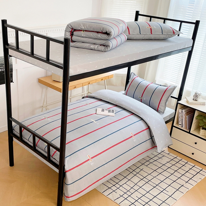 91家纺网 家纺一手货源 找家纺 锦润 2025新款印花12868全棉学生宿舍三件套纯棉六件套夏洛-灰