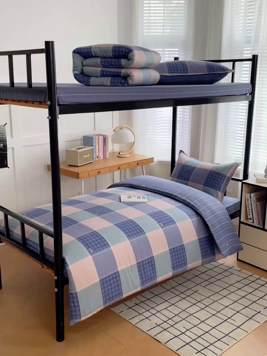 91家纺网 家纺一手货源 找家纺 锦润 2025新款印花12868全棉学生宿舍三件套纯棉六件套夏日摩卡-灰