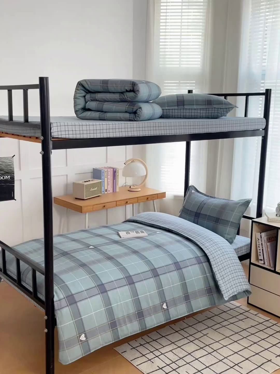 91家纺网 家纺一手货源 找家纺 锦润 2025新款印花12868全棉学生宿舍三件套纯棉六件套心愿梦境