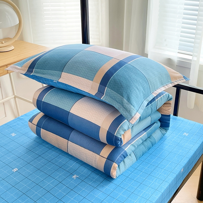 91家纺网 家纺一手货源 找家纺 锦润 2025新款印花12868全棉学生宿舍三件套纯棉六件套印象空间-蓝