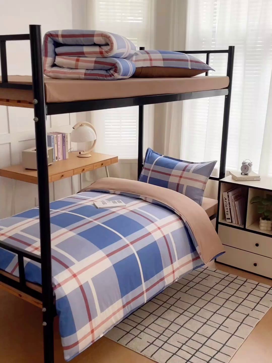 91家纺网 家纺一手货源 找家纺 锦润 2025新款印花12868全棉学生宿舍三件套纯棉六件套雅阁布