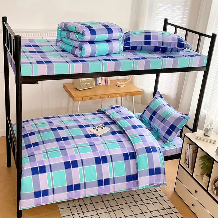 91家纺网 家纺一手货源 找家纺 锦润 2025新款印花12868全棉学生宿舍三件套纯棉六件套学生格