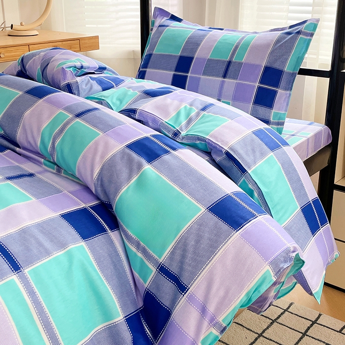 91家纺网 家纺一手货源 找家纺 锦润 2025新款印花12868全棉学生宿舍三件套纯棉六件套学生格