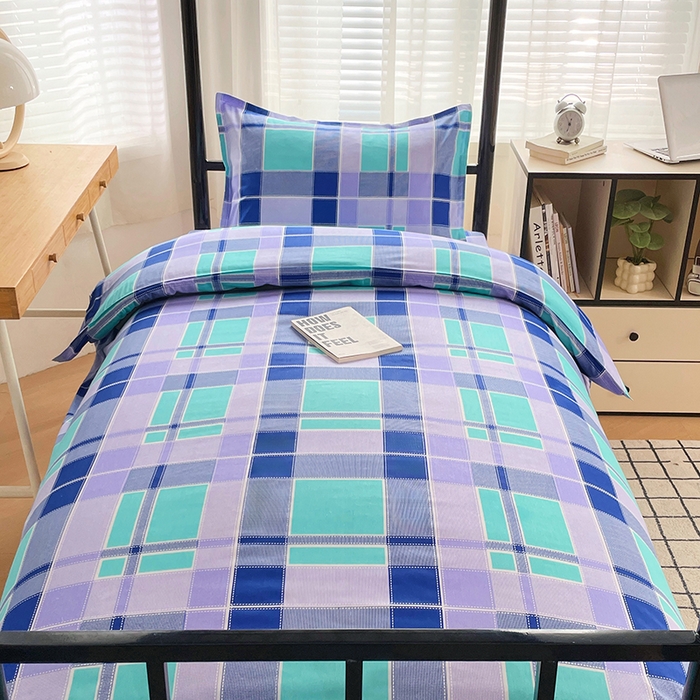 91家纺网 家纺一手货源 找家纺 锦润 2025新款印花12868全棉学生宿舍三件套纯棉六件套学生格