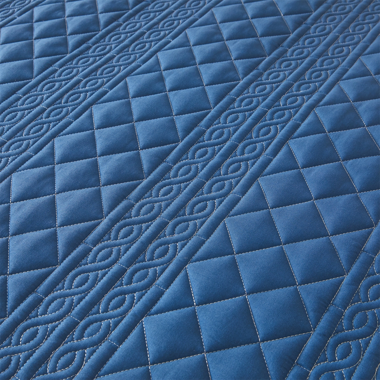 91家纺网 家纺一手货源 找家纺 雯豆家纺 2025新款简爱A类夹棉床笠三件套水洗棉磨毛床单保护套 梵可-黛蓝