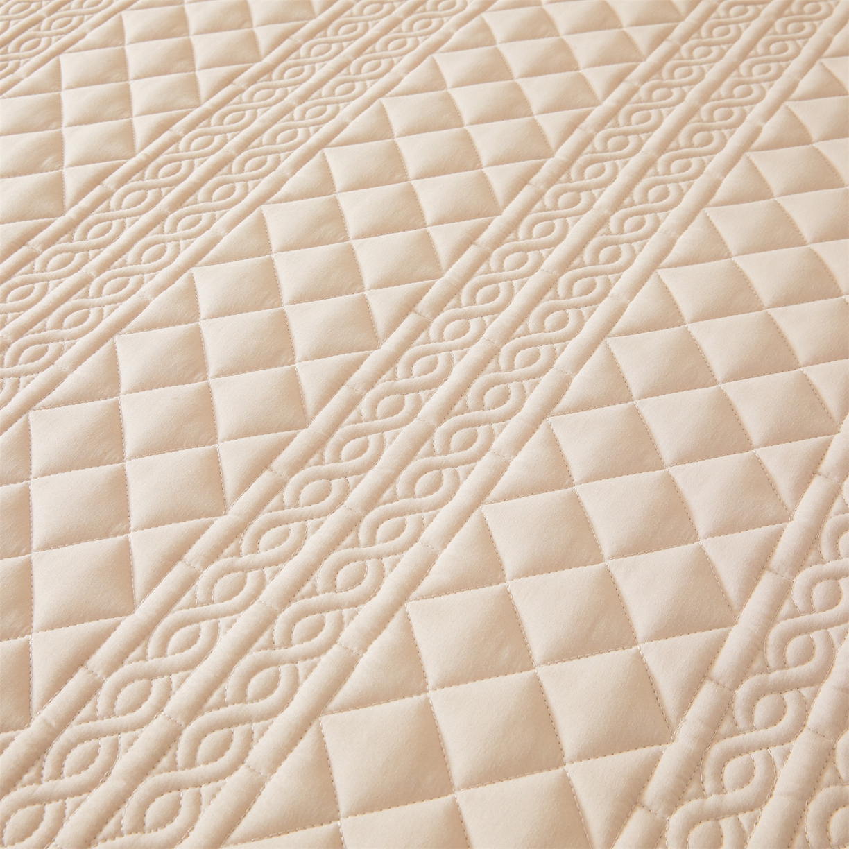 91家纺网 家纺一手货源 找家纺 雯豆家纺 2025新款简爱A类夹棉床笠三件套水洗棉磨毛床单保护套 梵可-奶咖