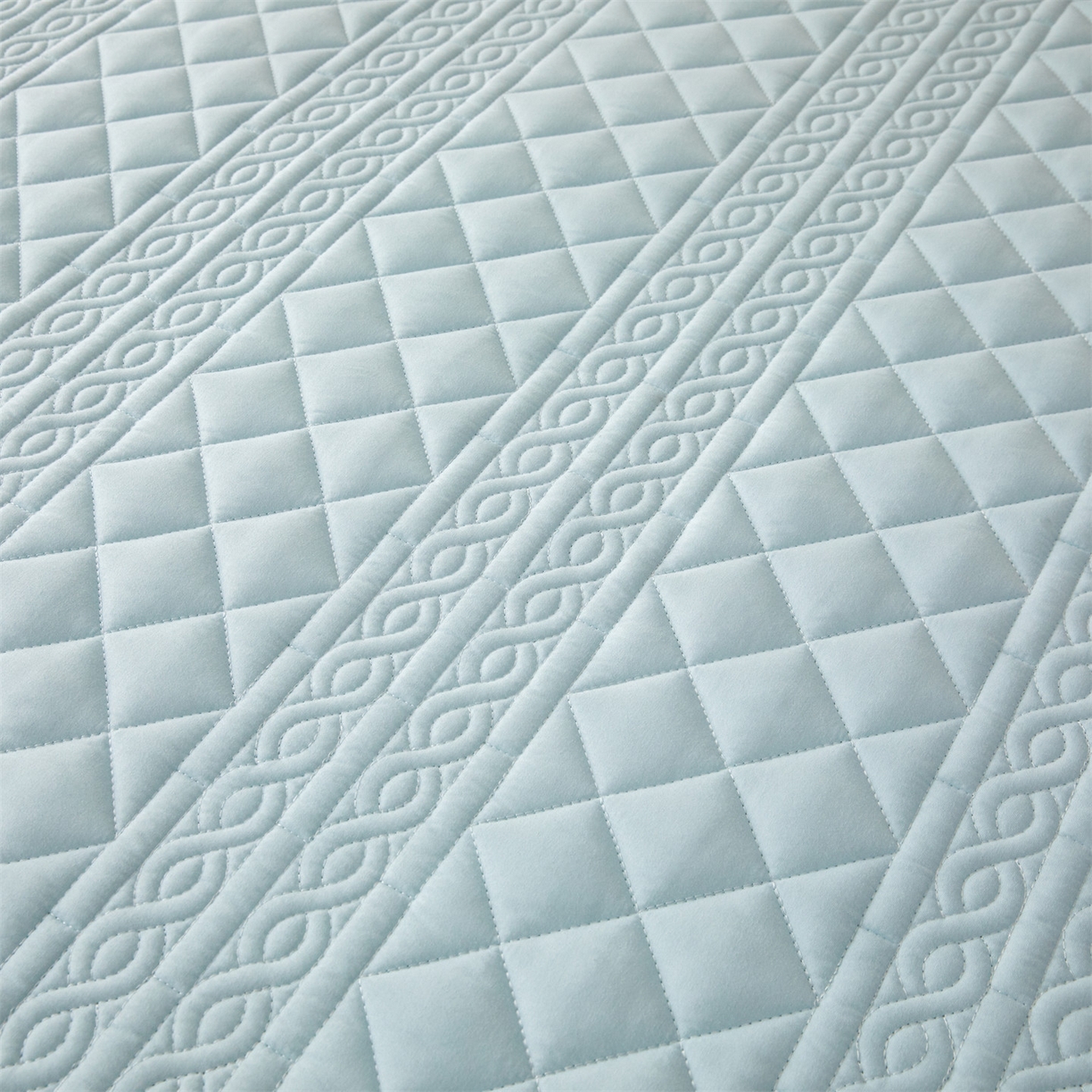 91家纺网 家纺一手货源 找家纺 雯豆家纺 2025新款简爱A类夹棉床笠三件套水洗棉磨毛床单保护套 梵可-淡水蓝