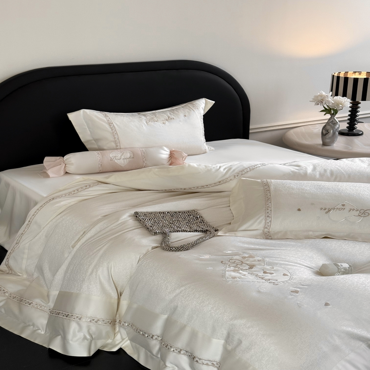 91家纺网 家纺一手货源 找家纺 MIU缪家居 2025新款100支超柔天丝棉四件套-艾琳娜 艾琳娜系列 香槟米