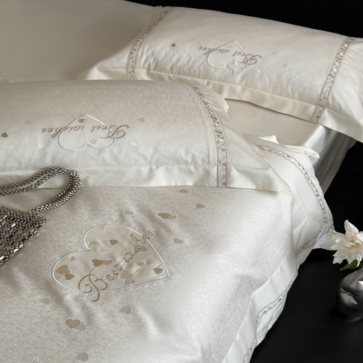 91家纺网 家纺一手货源 找家纺 MIU缪家居 2025新款100支超柔天丝棉四件套-艾琳娜 艾琳娜系列 香槟米